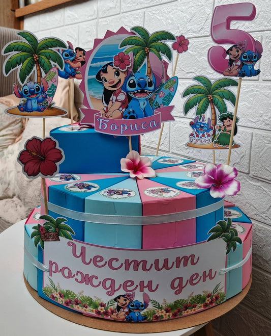 Картонена торта "Стич"